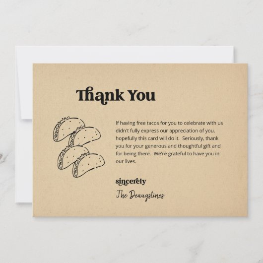 Funny Free Tacos Wedding Danke Karte (Vorderseite)