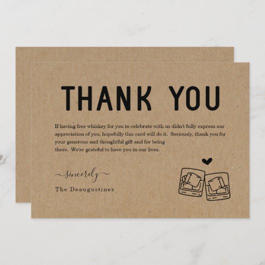 Funny Free Whiskey Danke Karte (Vorne/Hinten)