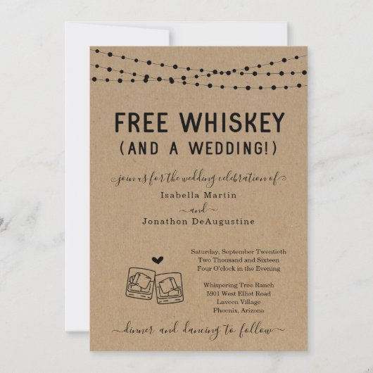 Funny Free Whiskey und eine Einladung zur Hochzeit (Vorderseite)