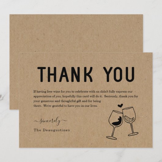 Funny Free Wine Danke Karte (Vorne/Hinten)