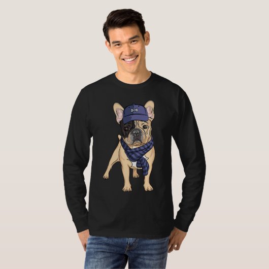 Funny French Baby Bulldog Puppy Stickers T-Shirt (Vorne ganz)