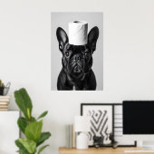 Funny French Bulldog Bathroom Print, Toilet Paper Poster (Heimbüro)