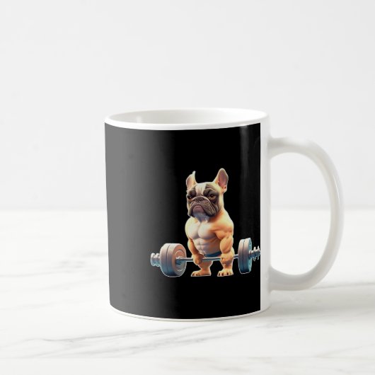 Funny French Bulldog Bodybuilding Gym Frenchie Wei Kaffeetasse (Rechts)