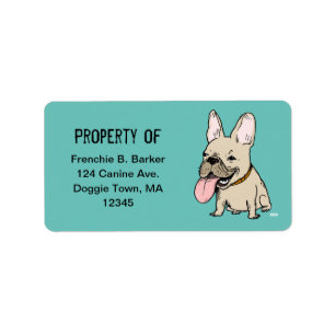 Funny French Bulldog Cartoon Dog Property Labels Adressaufkleber