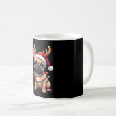 Funny French Bulldog Christmas Light Santa Hat Rei Kaffeetasse (VorderseiteRechts)