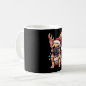 Funny French Bulldog Christmas Light Santa Hat Rei Kaffeetasse (Vorderseite Links)