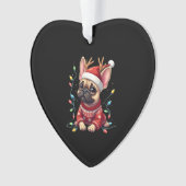 Funny French Bulldog Christmas Light Santa Hat Rei Ornament (Vorderseite)