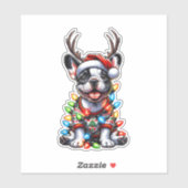 Funny French Bulldog Christmas Light Weihnachtsman Aufkleber (Blatt)