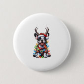 Funny French Bulldog Christmas Light Weihnachtsman Button (Vorderseite)