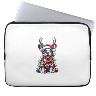 Funny French Bulldog Christmas Light Weihnachtsman Laptopschutzhülle
