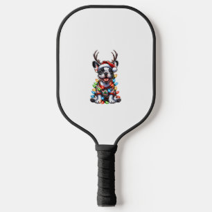 Funny French Bulldog Christmas Light Weihnachtsman Pickleball Schläger