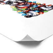 Funny French Bulldog Christmas Light Weihnachtsman Poster (Ecke)