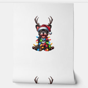 Funny French Bulldog Christmas Light Weihnachtsman Tapete
