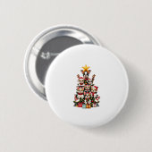 Funny French Bulldog Christmas Tree Weihnachtsmann Button (Vorne & Hinten)