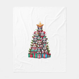 Funny French Bulldog Christmas Tree Weihnachtsmann Fleecedecke