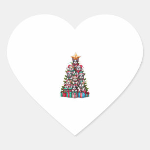 Funny French Bulldog Christmas Tree Weihnachtsmann Herz-Aufkleber