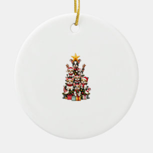 Funny French Bulldog Christmas Tree Weihnachtsmann Keramik Ornament
