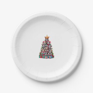 Funny French Bulldog Christmas Tree Weihnachtsmann Pappteller