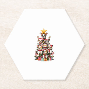 Funny French Bulldog Christmas Tree Weihnachtsmann Untersetzer