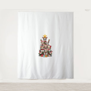 Funny French Bulldog Christmas Tree Weihnachtsmann Wandteppich