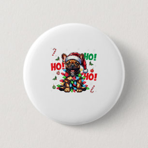 Funny French Bulldog Christmas Weihnachtsmannmütze Button