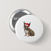 Funny French Bulldog Christmas Weihnachtsmannmütze Button (Vorne & Hinten)