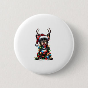 Funny French Bulldog Christmas Weihnachtsmannmütze Button