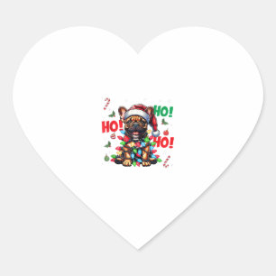 Funny French Bulldog Christmas Weihnachtsmannmütze Herz-Aufkleber
