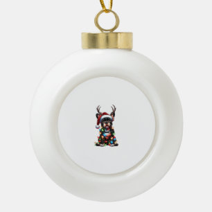 Funny French Bulldog Christmas Weihnachtsmannmütze Keramik Kugel-Ornament