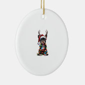 Funny French Bulldog Christmas Weihnachtsmannmütze Keramik Ornament (Rechts)