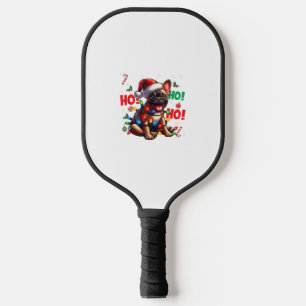 Funny French Bulldog Christmas Weihnachtsmannmütze Pickleball Schläger