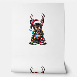 Funny French Bulldog Christmas Weihnachtsmannmütze Tapete
