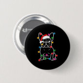 Funny French Bulldog Dog Tree Christmas Lights Paj Button (Vorne & Hinten)