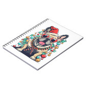 Funny French Bulldog Dog Tree Christmas Lights Xma Notizblock (Linke Seite)