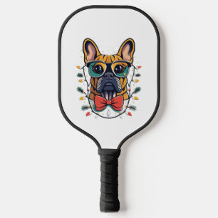 Funny French Bulldog Dog Tree Christmas Lights Xma Pickleball Schläger
