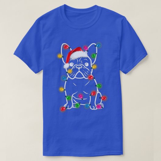 Funny French Bulldog Dog Tree Christmas Lights Xma T-Shirt (Design vorne)