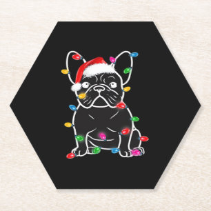 Funny French Bulldog Dog Tree Christmas Lights Xma Untersetzer