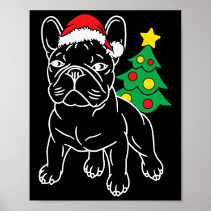 Funny French Bulldog Dog Welpe Weihnachtsbaum Xmas Poster