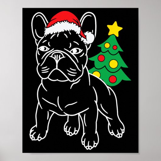 Funny French Bulldog Dog Welpe Weihnachtsbaum Xmas Poster (Vorne)