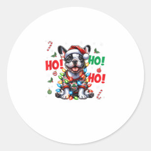 Funny French Bulldog HO HO HO Weihnachts-Weihnacht Runder Aufkleber