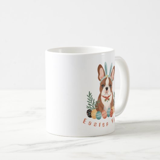 Funny French Bulldog in Osterfeiern Kaffeetasse (VorderseiteRechts)