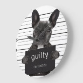 Funny French Bulldog Jail Mugshot Bad Dog Kriminel Große Wanduhr (Winkel)
