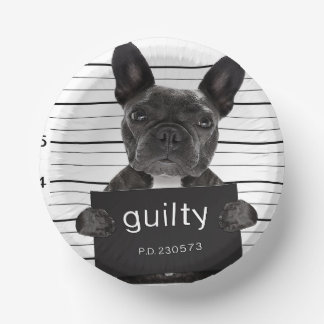 Funny French Bulldog Jail Mugshot Bad Dog Kriminel Pappteller