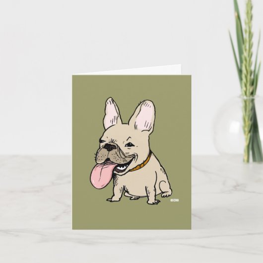 Funny French Bulldog mit riesigem Zungenstich Karte (Vorderseite)