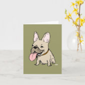 Funny French Bulldog mit riesigem Zungenstich Karte (Gelbe Blume)