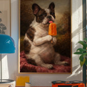Funny French Bulldog Popsicle Wall Art Print Poster