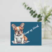 Funny French Bulldog Postcard Postkarte (Stehend Vorderseite)