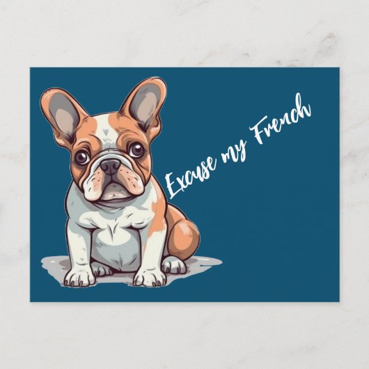 Funny French Bulldog Postcard Postkarte (Vorderseite)
