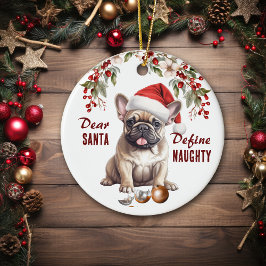 Funny French Bulldog Pup definiert Schönes Weihnac Keramik Ornament