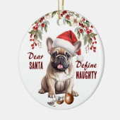 Funny French Bulldog Pup definiert Schönes Weihnac Keramik Ornament (Links)